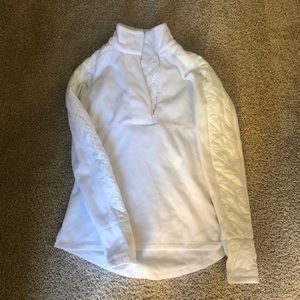 Athleta White Quilted Sleeve Half-Zip Pullover